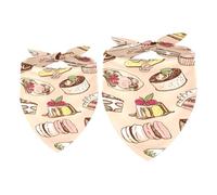 2 Pack Dog Bandana Sweet Cakes Macaron Desserts Girl Boy Bibs Dog Scarf Kerchief Accessories for Small Medium Large Dogs Puppy Cat Pet
