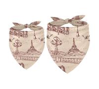 2 Pack Dog Bandana the River Seine Notre Dame Girl Boy Bibs Dog Scarf Kerchief Accessories for Small Medium Large Dogs Puppy Cat Pet