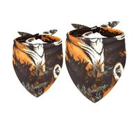 2 Pack Dog Bandana Tiger Fox Wolf Girl Boy Bibs Dog Scarf Kerchief Accessories for Small Medium Large Dogs Puppy Cat Pet