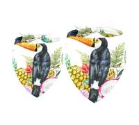 2 Pack Dog Bandana Toucan Bird in the Tropical Fruits Leave Jungle Girl Boy Bibs Dog Scarf Kerchief Accessories for Small Medium Large Dogs Puppy Cat Pet