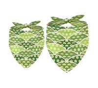 2 Pack Dog Bandana Traditional Japanese Auspicious Pattern with Green Pine Plum Girl Boy Bibs Dog Scarf Kerchief Accessories for Small Medium Large Dogs Puppy Cat Pet
