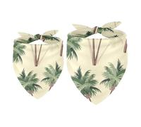 2 Pack Dog Bandana Tropical Palm Trees Pattern Retro Girl Boy Bibs Dog Scarf Kerchief Accessories for Small Medium Large Dogs Puppy Cat Pet