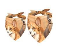 2 Pack Dog Bandana Two Corgis and Footprints Girl Boy Bibs Dog Scarf Kerchief Accessories for Small Medium Large Dogs Puppy Cat Pet