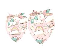 2 Pack Dog Bandana Unicorn with Rainbow Balloon Stars Girl Boy Bibs Dog Scarf Kerchief Accessories for Small Medium Large Dogs Puppy Cat Pet