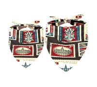 2 Pack Dog Bandana Union Jack Big Ben London Stamps Girl Boy Bibs Dog Scarf Kerchief Accessories for Small Medium Large Dogs Puppy Cat Pet