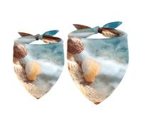 2 Pack Dog Bandana Various Shells Summer Beach Girl Boy Bibs Dog Scarf Kerchief Accessories for Small Medium Large Dogs Puppy Cat Pet
