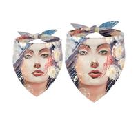 2 Pack Dog Bandana Venus' Tears Red Poppies Painting Girl Boy Bibs Dog Scarf Kerchief Accessories for Small Medium Large Dogs Puppy Cat Pet