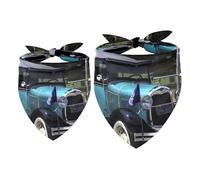 2 Pack Dog Bandana Vintage Car Girl Boy Bibs Dog Scarf Kerchief Accessories for Small Medium Large Dogs Puppy Cat Pet