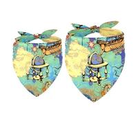 2 Pack Dog Bandana Vintage Clock Boat Girl Boy Bibs Dog Scarf Kerchief Accessories for Small Medium Large Dogs Puppy Cat Pet