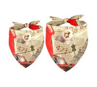 2 Pack Dog Bandana Vintage French Newspaper Red Dress Women Girl Boy Bibs Dog Scarf Kerchief Accessories for Small Medium Large Dogs Puppy Cat Pet
