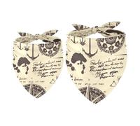 2 Pack Dog Bandana Vintage Nautical Anchor Wheel Compass Girl Boy Bibs Dog Scarf Kerchief Accessories for Small Medium Large Dogs Puppy Cat Pet