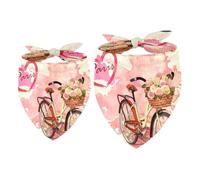 2 Pack Dog Bandana Vintage Newpaper with Paris Eiffer Tower Romantic Bike Girl Boy Bibs Dog Scarf Kerchief Accessories for Small Medium Large Dogs Puppy Cat Pet