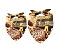 2 Pack Dog Bandana Vintage Pirate Skull Compass Treasures Girl Boy Bibs Dog Scarf Kerchief Accessories for Small Medium Large Dogs Puppy Cat Pet