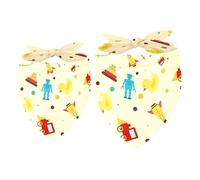 2 Pack Dog Bandana Vintage Rocket Spaceship Car Duck Robot Girl Boy Bibs Dog Scarf Kerchief Accessories for Small Medium Large Dogs Puppy Cat Pet