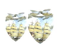 2 Pack Dog Bandana Watercolor Sailing Boat on Ocean Girl Boy Bibs Dog Scarf Kerchief Accessories for Small Medium Large Dogs Puppy Cat Pet