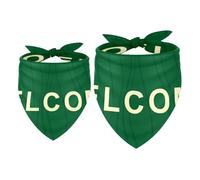 2 Pack Dog Bandana Welcome Green Girl Boy Bibs Dog Scarf Kerchief Accessories for Small Medium Large Dogs Puppy Cat Pet
