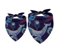 2 Pack Dog Bandana Whales and Anchor Lighthouse Sea Wave and Boat Girl Boy Bibs Dog Scarf Kerchief Accessories for Small Medium Large Dogs Puppy Cat Pet