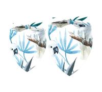 2 Pack Dog Bandana White Parrot on Tropical Leave Jungle Girl Boy Bibs Dog Scarf Kerchief Accessories for Small Medium Large Dogs Puppy Cat Pet