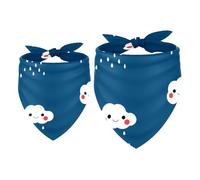 2 Pack Dog Bandana White Rainy Clouds with Red Cheeks Girl Boy Bibs Dog Scarf Kerchief Accessories for Small Medium Large Dogs Puppy Cat Pet