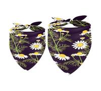 2 Pack Dog Bandana Wild Chamomile with Green Leave Girl Boy Bibs Dog Scarf Kerchief Accessories for Small Medium Large Dogs Puppy Cat Pet