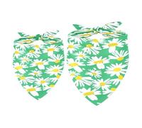 2 Pack Dog Bandana Wild Flowers on Green Background Girl Boy Bibs Dog Scarf Kerchief Accessories for Small Medium Large Dogs Puppy Cat Pet