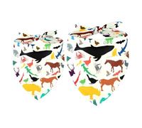 2 Pack Dog Bandana Wild Life Animals Girl Boy Bibs Dog Scarf Kerchief Accessories for Small Medium Large Dogs Puppy Cat Pet