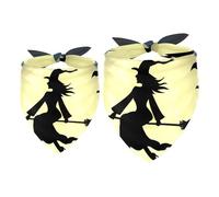2 Pack Dog Bandana Witch Riding a Broom through Full Moon with Flying Bats Girl Boy Bibs Dog Scarf Kerchief Accessories for Small Medium Large Dogs Puppy Cat Pet