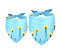 2 Pack Dog Bandana Yellow Dandelion Flower Girl Boy Bibs Dog Scarf Kerchief Accessories for Small Medium Large Dogs Puppy Cat Pet