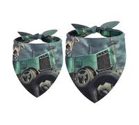 2 Pack Dog Bandana Young Handsome Man Driving Tractor Girl Boy Bibs Dog Scarf Kerchief Accessories for Small Medium Large Dogs Puppy Cat Pet