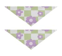 2 Pack Dog Bandanas Adjustable Triangle Bibs Kerchief Set Cute Pet Accessories for Dogs Cats Flower Power Buffalo Plaid Tartan Check Scotland Shabby Chic