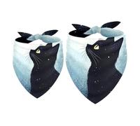 2 Pack Dog Bandanas Cat Dog Kerchief Triangle Bibs Scarf Translucent Light and Breathable Chiffon Yarn for Dogs Black Cat Moon Stars
