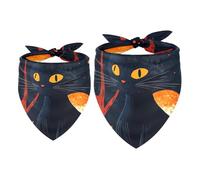 2 Pack Dog Bandanas Cat Dog Kerchief Triangle Bibs Scarf Translucent Light and Breathable Chiffon Yarn for Dogs Halloween Black Cat Moon Night