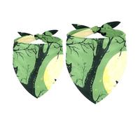 2 Pack Dog Bandanas Cat Dog Kerchief Triangle Bibs Scarf Translucent Light and Breathable Chiffon Yarn for Dogs Black Cat Dead Tree Moon Green