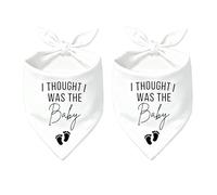 2 Pack Dog Bandanas for Pregnancy Announcement Cute Adjustable Pet Bandana I Thought I was The Baby Gender Reveal Gifts Soft Pregnancy Announcement for Grandparents (White)