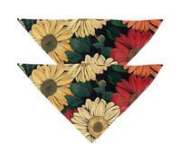 2 Pack Dog Bandanas, Gerbera Painting Dog Scarf Washable Triangle Bibs Kerchief for Small Medium Large Dogs Cat Pets