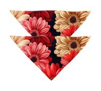 2 Pack Dog Bandanas, Gerbera Pattern Dog Scarf Washable Triangle Bibs Kerchief for Small Medium Large Dogs Cat Pets