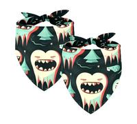 2 Pack Dog Bandanas, Strange Little Teeth Dog Scarf Washable Triangle Bibs Kerchief for Small Medium Large Dogs Cat Pets