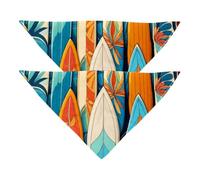 2 Pack Dog Bandanas, Surfboard Pattern Dog Scarf Washable Triangle Bibs Kerchief for Small Medium Large Dogs Cat Pets