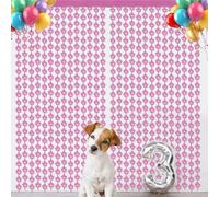 2 Pack Dog Birthday Decorations, 3.3x6.6ft Dog Paw Tinsel Foil Fringe Curtains Hanging Banners Photo Booth Prop Streamer Backdrop for Puppy Patrol Themed Birthday Party Decor Supplies (3 Colors)