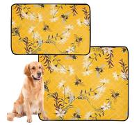 2 Pack Dog Blankets Washable Dog Blankets Non Slip Floor Blanket 24x36+36x42 Inches Elegant Bee Embroidery Happy Good Luck