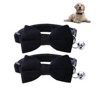 2 Pack Dog Bow Tie, Adjustable Pet Collar with Bowtie and Bell, Collar Bow Tie for Small Dogs and Cats,Dog Bowtie Quick Release Buckle for Safe and Easy Dressing