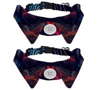 2 Pack Dog Bow Tie Collars, Cat Collar with Bell and Quick Release Buckle for Small Pets, Abstract Curvy Wavy Lines Pattern