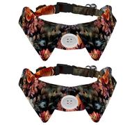 2 Pack Dog Bow Tie Collars, Cat Collar with Bell and Quick Release Buckle for Small Pets, Abstract Flower Colorful Design