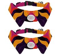 2 Pack Dog Bow Tie Collars, Cat Collar with Bell and Quick Release Buckle for Small Pets, Abstract Lines Texture