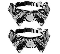2 Pack Dog Bow Tie Collars, Cat Collar with Bell and Quick Release Buckle for Small Pets, Abstract Liquid Stripes Background