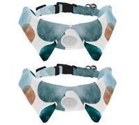 2 Pack Dog Bow Tie Collars, Cat Collar with Bell and Quick Release Buckle for Small Pets, Abstract Shapes in Light Pastel Tones