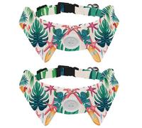 2 Pack Dog Bow Tie Collars, Cat Collar with Bell and Quick Release Buckle for Small Pets, Beach Elements Sunglasses Palm Leaves Starfish