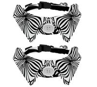 2 Pack Dog Bow Tie Collars, Cat Collar with Bell and Quick Release Buckle for Small Pets, Black and White Geometric Pattern
