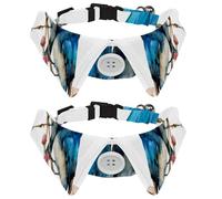 2 Pack Dog Bow Tie Collars, Cat Collar with Bell and Quick Release Buckle for Small Pets, Blue Birds Standing on Flowering Tree