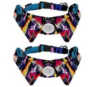 2 Pack Dog Bow Tie Collars, Cat Collar with Bell and Quick Release Buckle for Small Pets, Bright Psychedelic Colorful Mushrooms